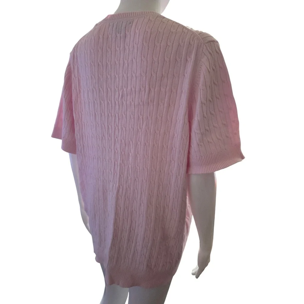 Tommy Hilfiger Women's Pink Cable Knit Short Sleeve Sweater Top XXL - Picture 6 of 7